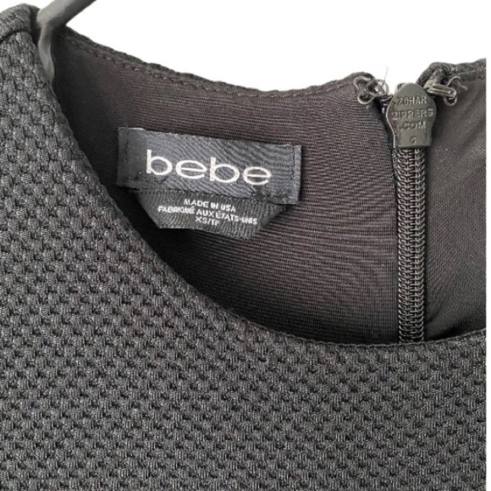 $20 flash sale! BeBe asymmetrical cap sleeve quilted black mini dress  XS - Picture 7 of 7